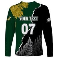 Personalised New Zealand Vs South Africa Rugby Long Sleeve Shirt Rivals Dynamics - Wonder Print Shop