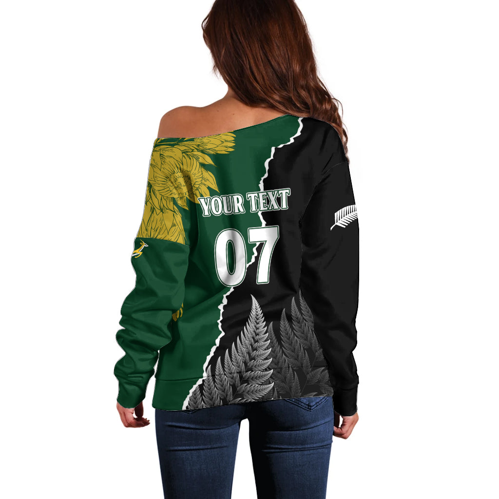 Personalised New Zealand Vs South Africa Rugby Off Shoulder Sweater Rivals Dynamics - Wonder Print Shop