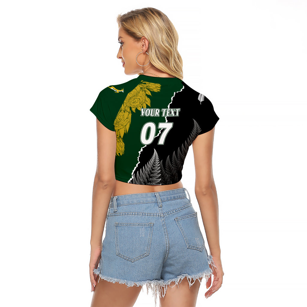 Personalised New Zealand Vs South Africa Rugby Raglan Cropped T Shirt Rivals Dynamics - Wonder Print Shop