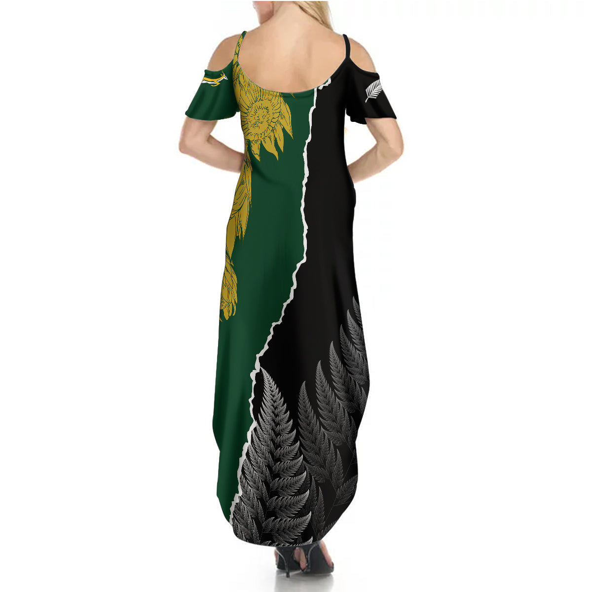 Personalised New Zealand Vs South Africa Rugby Summer Maxi Dress Rivals Dynamics - Wonder Print Shop