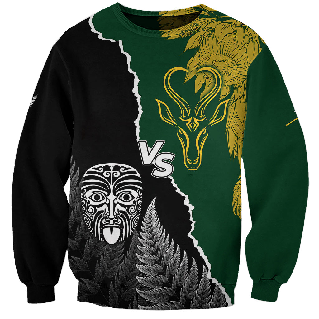 Personalised New Zealand Vs South Africa Rugby Sweatshirt Rivals Dynamics - Wonder Print Shop