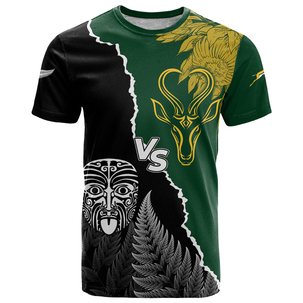 Personalised New Zealand Vs South Africa Rugby T Shirt Rivals Dynamics - Wonder Print Shop