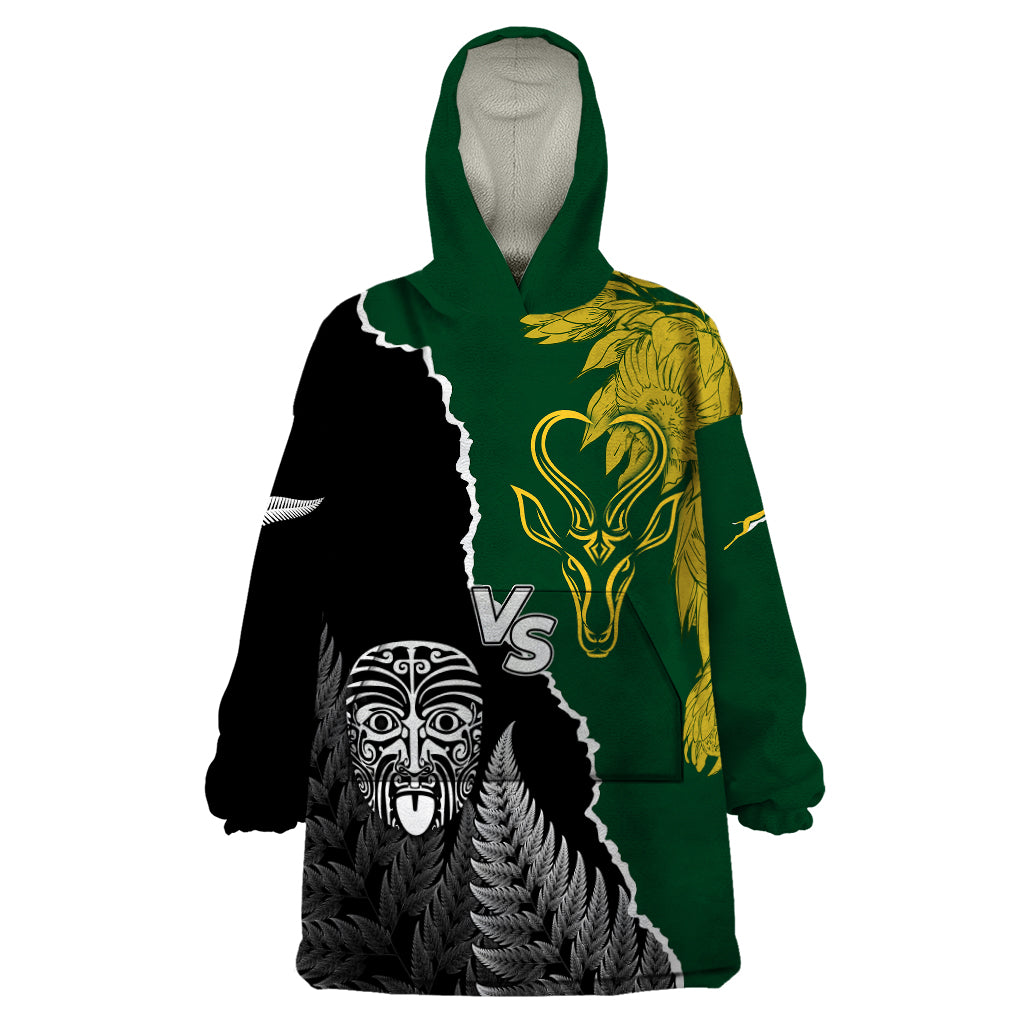 Personalised New Zealand Vs South Africa Rugby Wearable Blanket Hoodie Rivals Dynamics - Wonder Print Shop