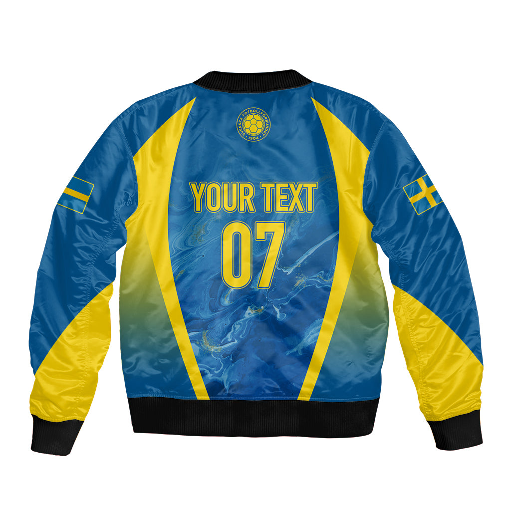 Personalised Sweden Football Bomber Jacket Women World Cup 2023 Blagult Glacial Inspired LT7 - Wonder Print Shop