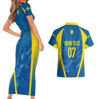 Personalised Sweden Football Couples Matching Short Sleeve Bodycon Dress and Hawaiian Shirt Women World Cup 2023 Blagult Glacial Inspired LT7 - Wonder Print Shop