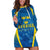 Personalised Sweden Football Hoodie Dress Women World Cup 2023 Blagult Glacial Inspired - Wonder Print Shop