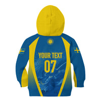 Personalised Sweden Football Kid Hoodie Women World Cup 2023 Blagult Glacial Inspired - Wonder Print Shop