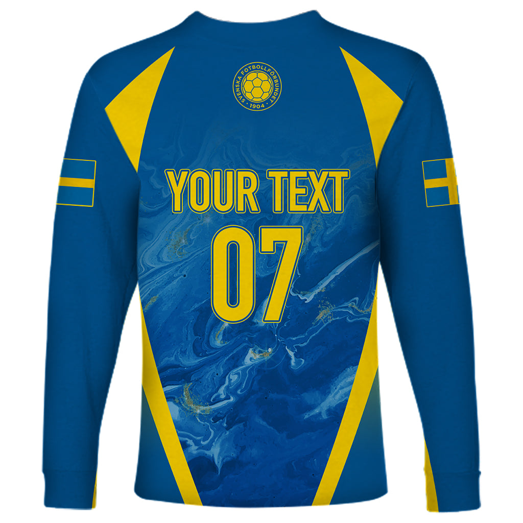 Personalised Sweden Football Long Sleeve Shirt Women World Cup 2023 Blagult Glacial Inspired - Wonder Print Shop