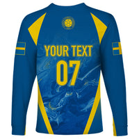 Personalised Sweden Football Long Sleeve Shirt Women World Cup 2023 Blagult Glacial Inspired - Wonder Print Shop