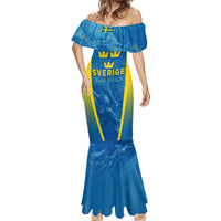 Personalised Sweden Football Mermaid Dress Women World Cup 2023 Blagult Glacial Inspired - Wonder Print Shop