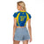 Personalised Sweden Football Raglan Cropped T Shirt Women World Cup 2023 Blagult Glacial Inspired - Wonder Print Shop