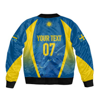 Personalised Sweden Football Sleeve Zip Bomber Jacket Women World Cup 2023 Blagult Glacial Inspired - Wonder Print Shop
