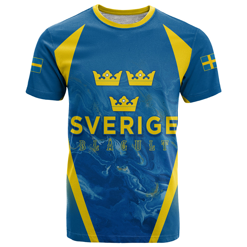 Personalised Sweden Football T Shirt Women World Cup 2023 Blagult Glacial Inspired - Wonder Print Shop