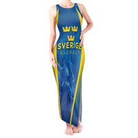 Personalised Sweden Football Tank Maxi Dress Women World Cup 2023 Blagult Glacial Inspired - Wonder Print Shop