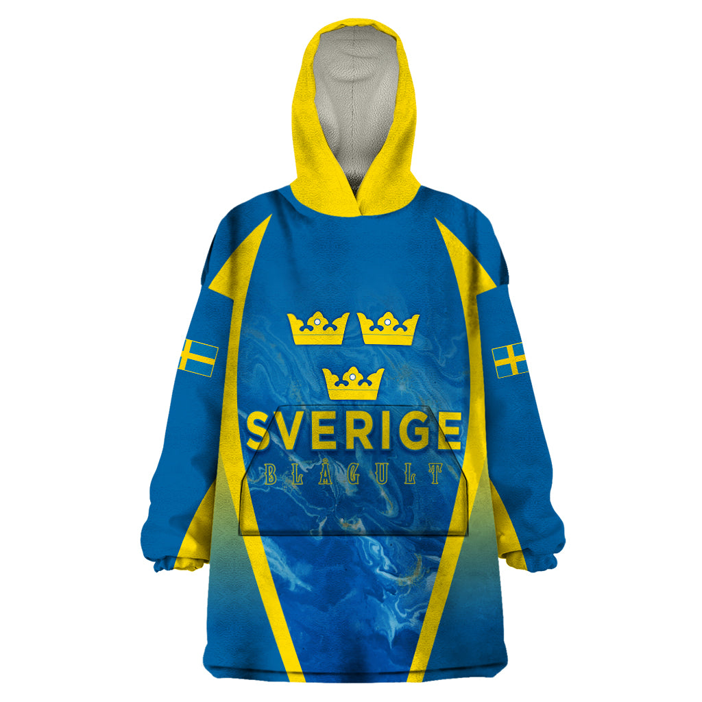 Personalised Sweden Football Wearable Blanket Hoodie Women World Cup 2023 Blagult Glacial Inspired - Wonder Print Shop