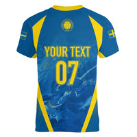 Personalised Sweden Football Women V Neck T Shirt Women World Cup 2023 Blagult Glacial Inspired - Wonder Print Shop