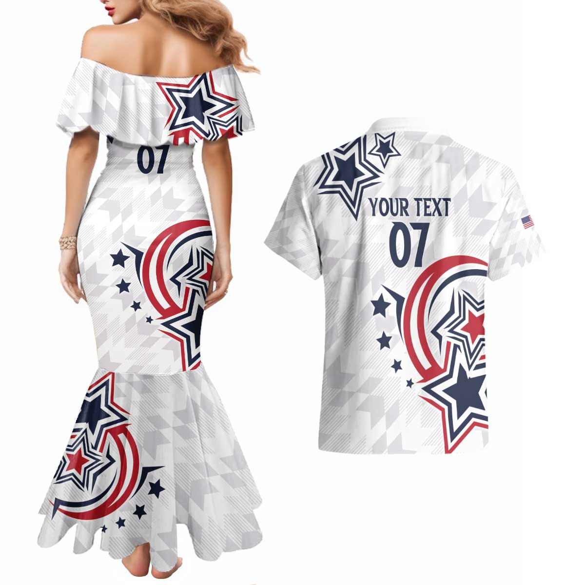 USA Rugby 2024 Custom Couples Matching Mermaid Dress and Hawaiian Shirt GO Eagles Assemble LT7 - Wonder Print Shop