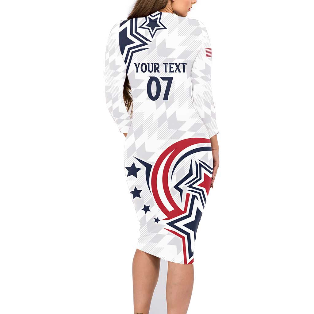 USA Rugby 2024 Custom Family Matching Long Sleeve Bodycon Dress and Hawaiian Shirt GO Eagles Assemble LT7 - Wonder Print Shop