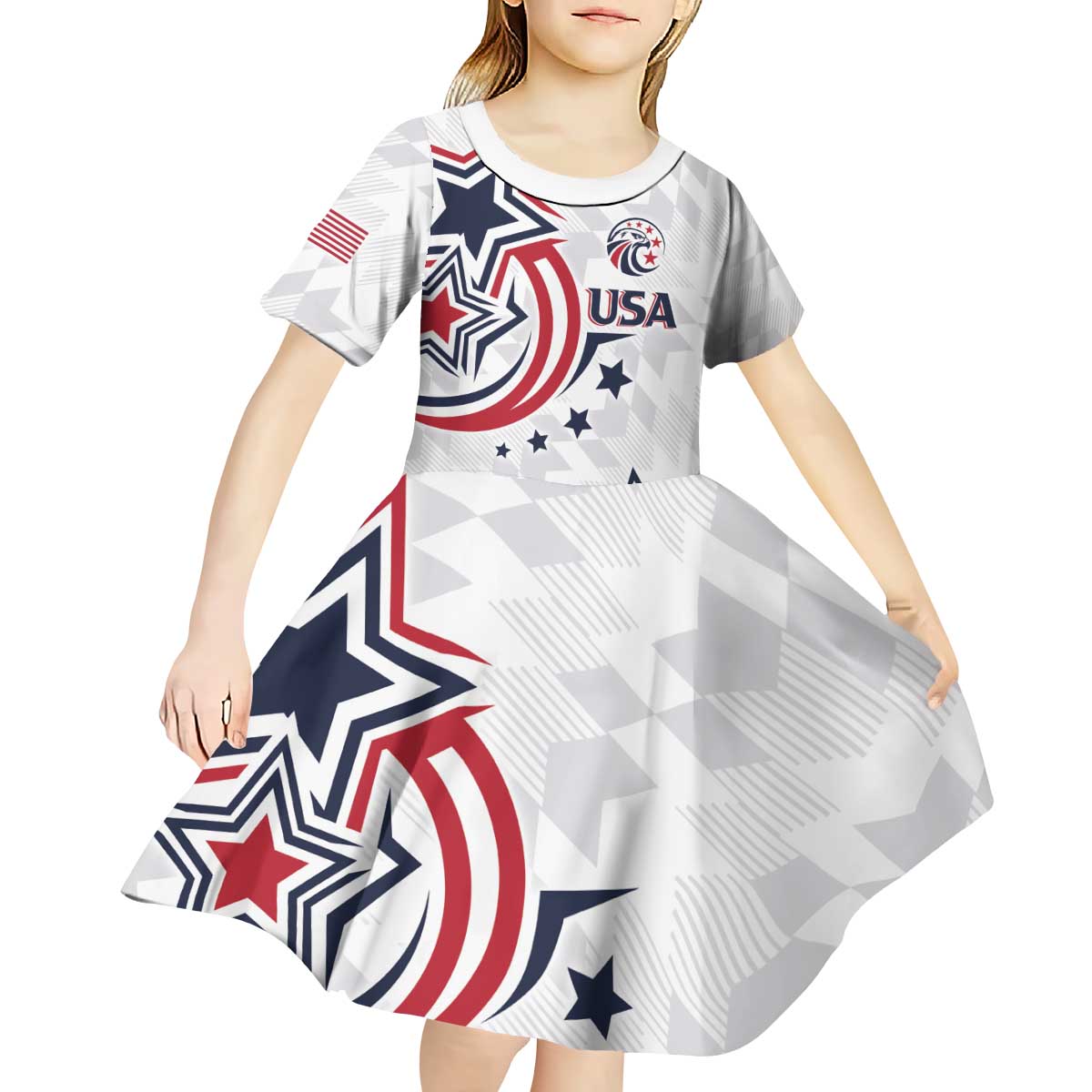 USA Rugby 2024 Custom Kid Short Sleeve Dress GO Eagles Assemble - Wonder Print Shop