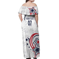 USA Rugby 2024 Custom Off Shoulder Maxi Dress GO Eagles Assemble - Wonder Print Shop