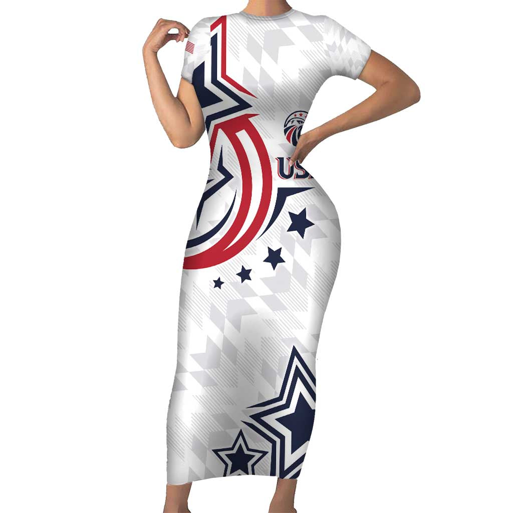 USA Rugby 2024 Custom Short Sleeve Bodycon Dress GO Eagles Assemble - Wonder Print Shop