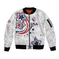 USA Rugby 2024 Custom Sleeve Zip Bomber Jacket GO Eagles Assemble - Wonder Print Shop