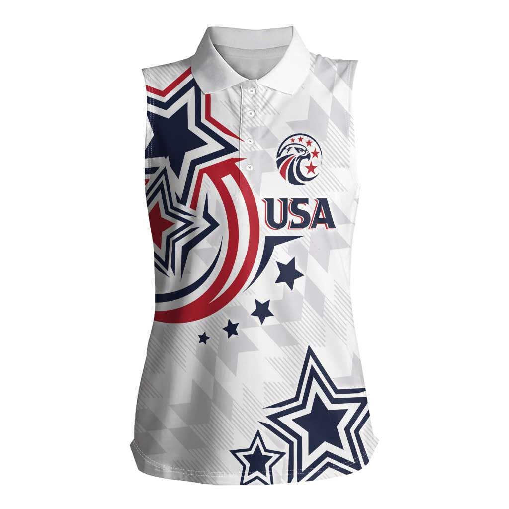 USA Rugby 2024 Custom Women Sleeveless Polo Shirt GO Eagles Assemble - Wonder Print Shop