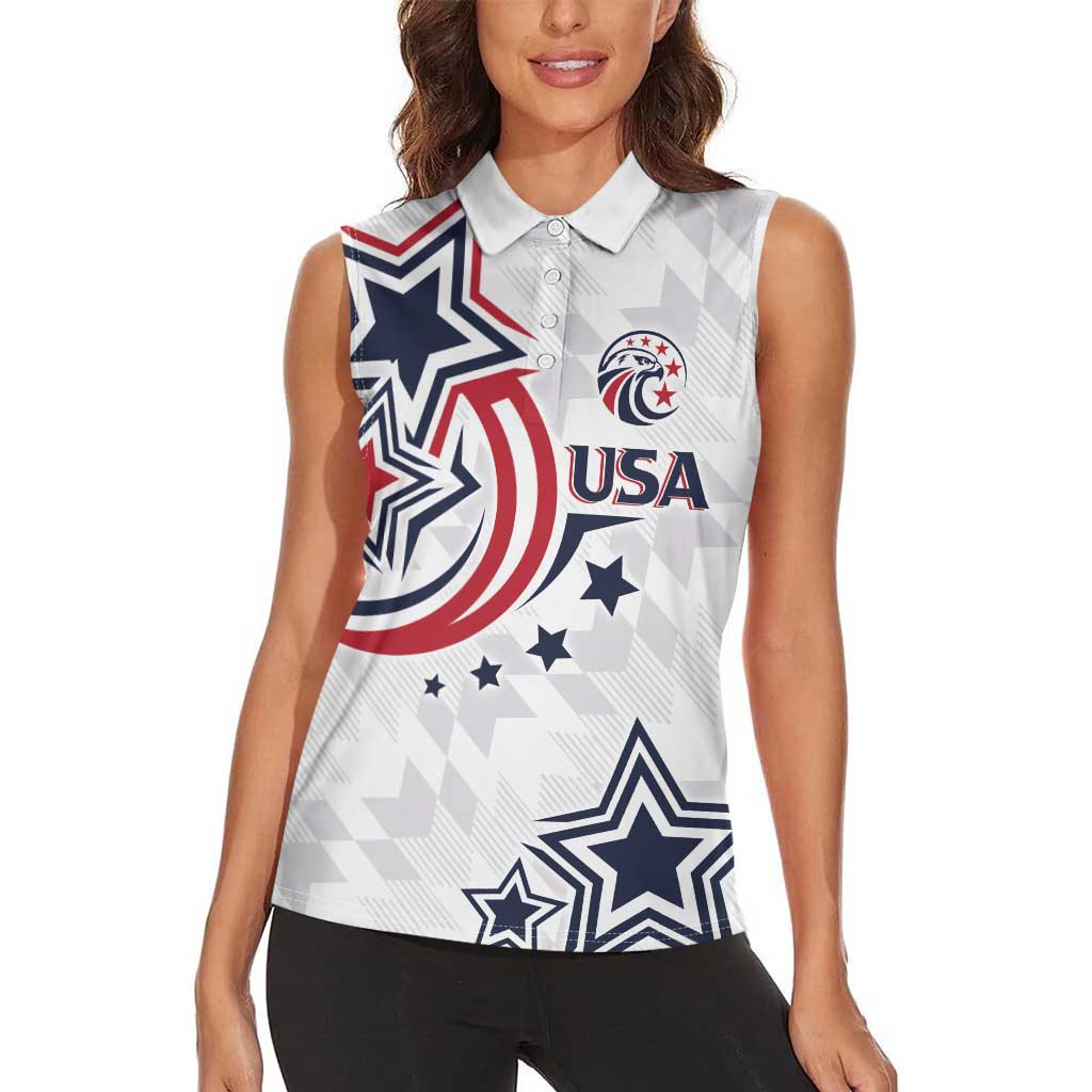 USA Rugby 2024 Custom Women Sleeveless Polo Shirt GO Eagles Assemble - Wonder Print Shop