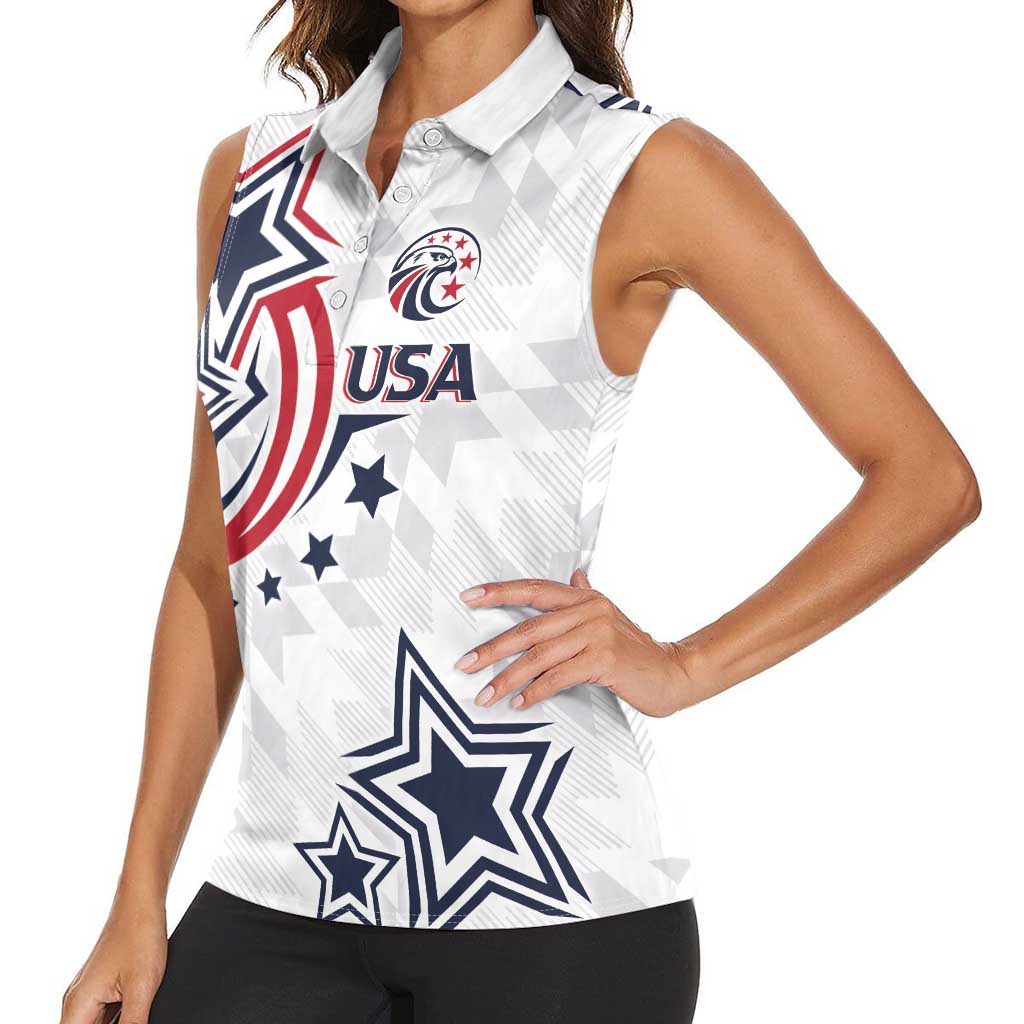 USA Rugby 2024 Custom Women Sleeveless Polo Shirt GO Eagles Assemble - Wonder Print Shop