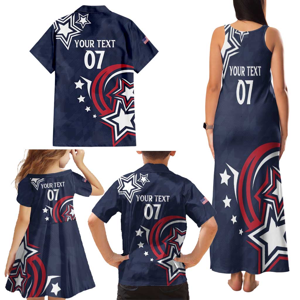 USA Rugby 2024 Custom Family Matching Tank Maxi Dress and Hawaiian Shirt GO Eagles Assemble - Blue Version - Wonder Print Shop