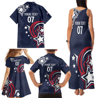USA Rugby 2024 Custom Family Matching Tank Maxi Dress and Hawaiian Shirt GO Eagles Assemble - Blue Version - Wonder Print Shop