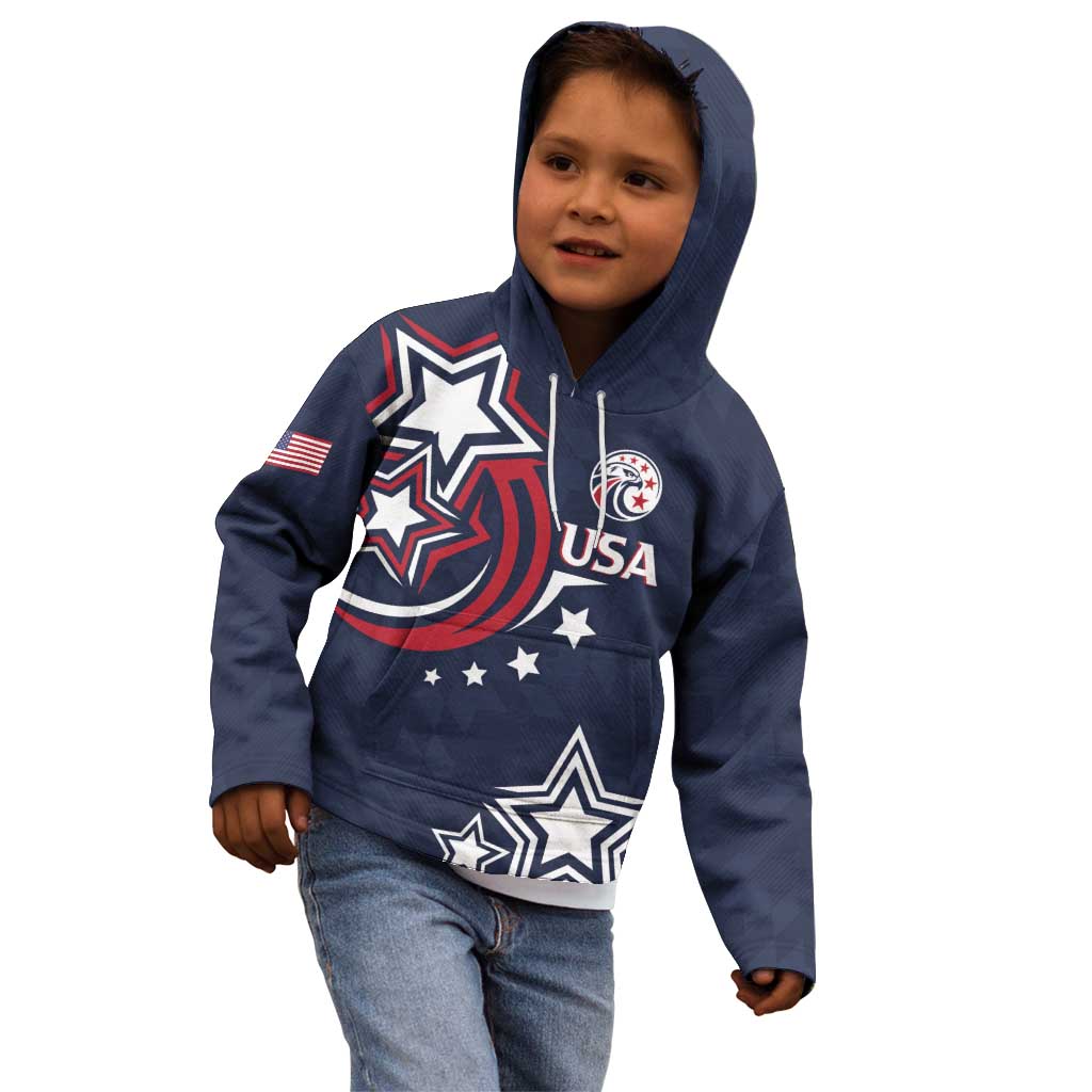 USA Rugby 2024 Custom Kid Hoodie GO Eagles Assemble - Blue Version - Wonder Print Shop