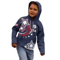 USA Rugby 2024 Custom Kid Hoodie GO Eagles Assemble - Blue Version - Wonder Print Shop