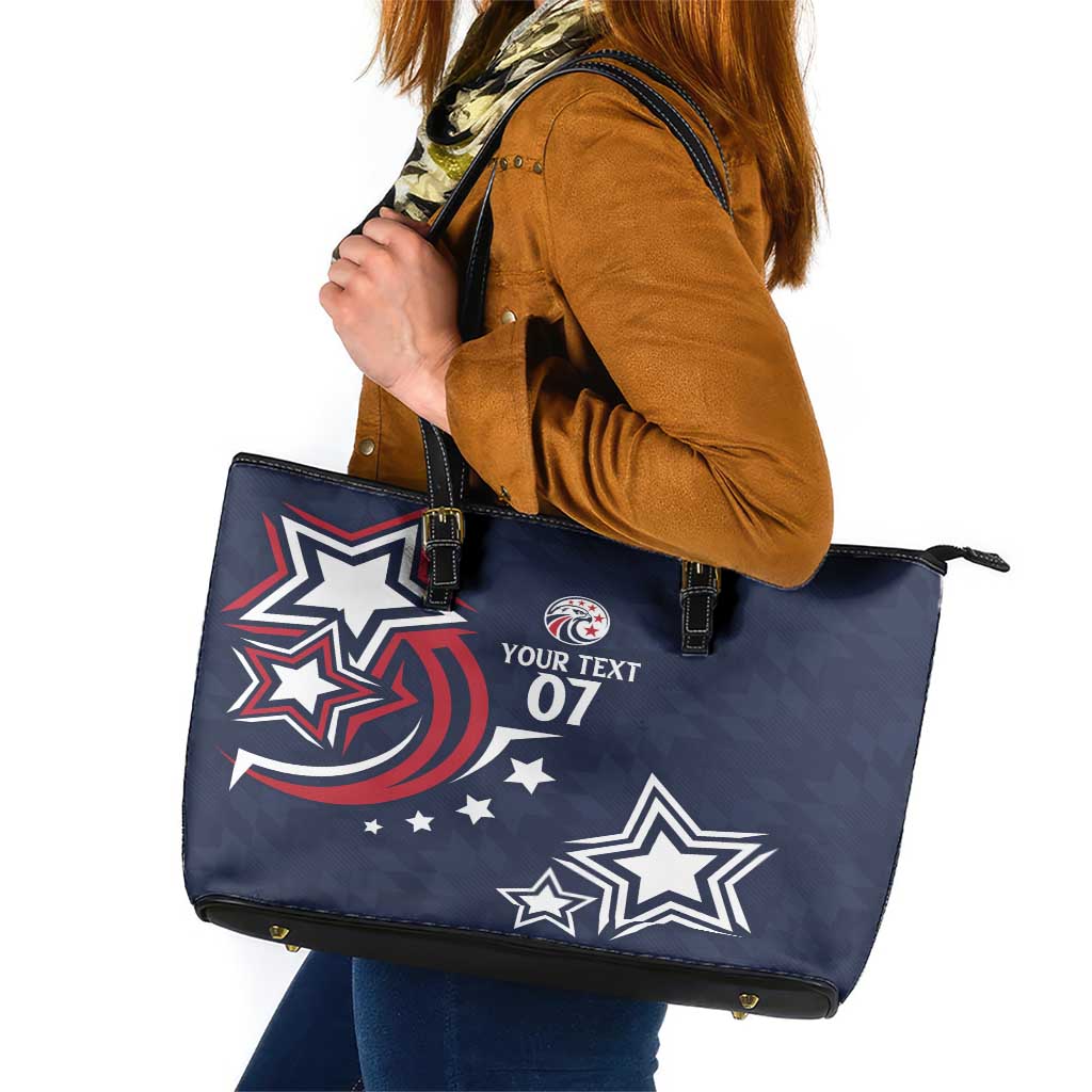 USA Rugby 2024 Custom Leather Tote Bag GO Eagles Assemble - Blue Version - Wonder Print Shop