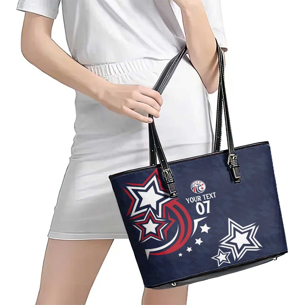 USA Rugby 2024 Custom Leather Tote Bag GO Eagles Assemble - Blue Version - Wonder Print Shop