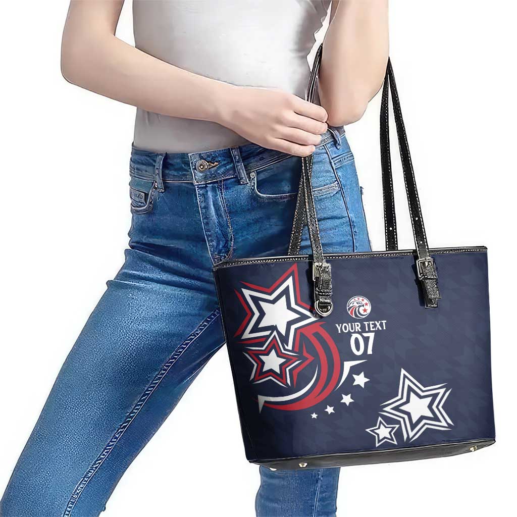 USA Rugby 2024 Custom Leather Tote Bag GO Eagles Assemble - Blue Version - Wonder Print Shop