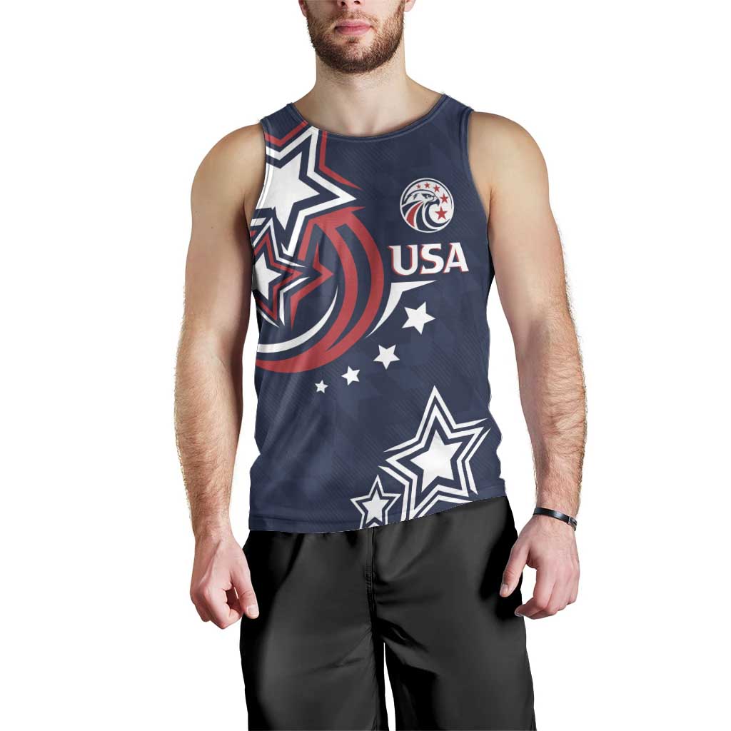 USA Rugby 2024 Custom Men Tank Top GO Eagles Assemble - Blue Version - Wonder Print Shop