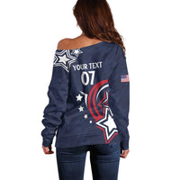 USA Rugby 2024 Custom Off Shoulder Sweater GO Eagles Assemble - Blue Version - Wonder Print Shop