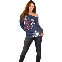 USA Rugby 2024 Custom Off Shoulder Sweater GO Eagles Assemble - Blue Version - Wonder Print Shop
