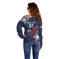 USA Rugby 2024 Custom Off Shoulder Sweater GO Eagles Assemble - Blue Version - Wonder Print Shop