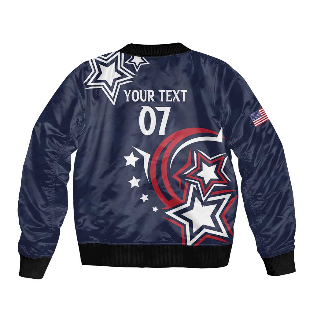 USA Rugby 2024 Custom Sleeve Zip Bomber Jacket GO Eagles Assemble - Blue Version - Wonder Print Shop