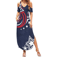 USA Rugby 2024 Custom Summer Maxi Dress GO Eagles Assemble - Blue Version - Wonder Print Shop