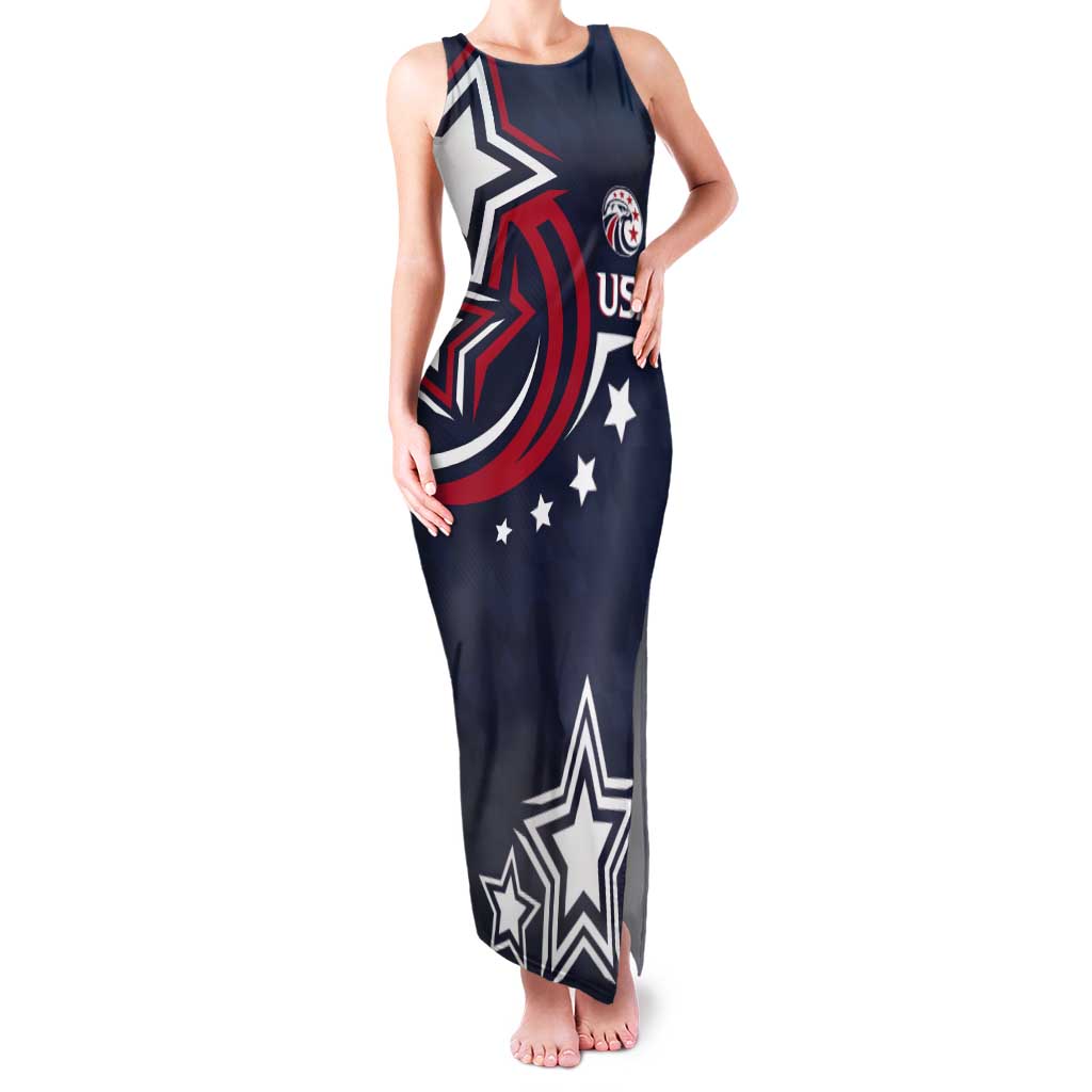 USA Rugby 2024 Custom Tank Maxi Dress GO Eagles Assemble - Blue Version - Wonder Print Shop