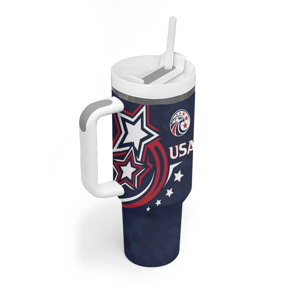 USA Rugby 2024 Custom Tumbler With Handle GO Eagles Assemble - Blue Version - Wonder Print Shop