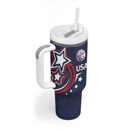 USA Rugby 2024 Custom Tumbler With Handle GO Eagles Assemble - Blue Version - Wonder Print Shop