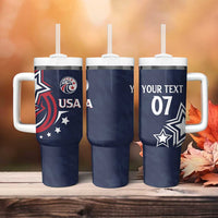 USA Rugby 2024 Custom Tumbler With Handle GO Eagles Assemble - Blue Version - Wonder Print Shop