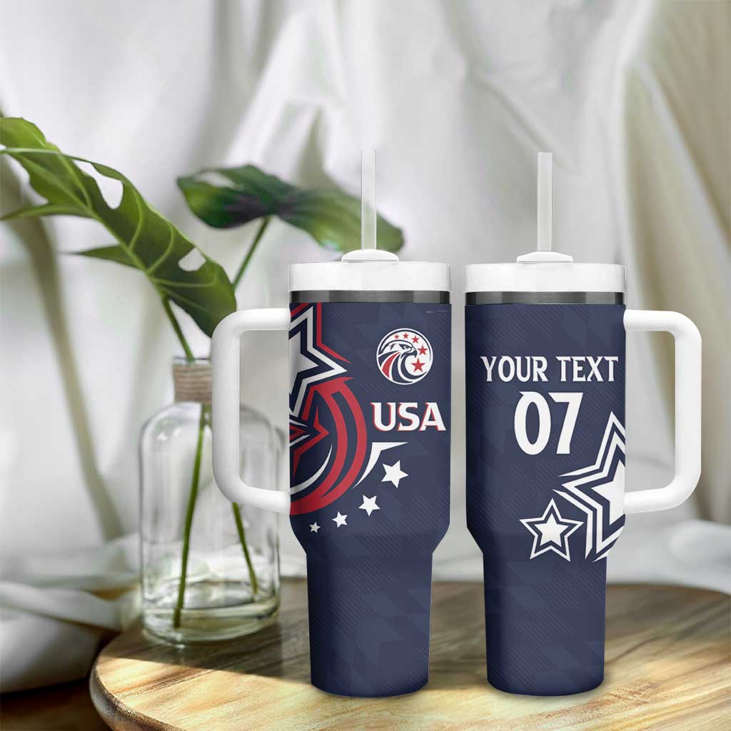USA Rugby 2024 Custom Tumbler With Handle GO Eagles Assemble - Blue Version - Wonder Print Shop