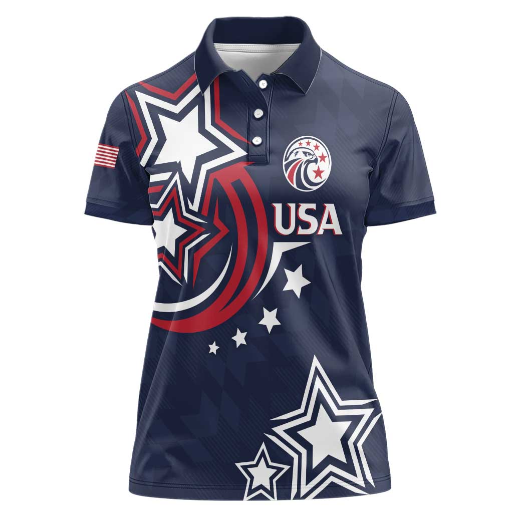 USA Rugby 2024 Custom Women Polo Shirt GO Eagles Assemble - Blue Version - Wonder Print Shop