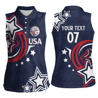 USA Rugby 2024 Custom Women Sleeveless Polo Shirt GO Eagles Assemble - Blue Version - Wonder Print Shop