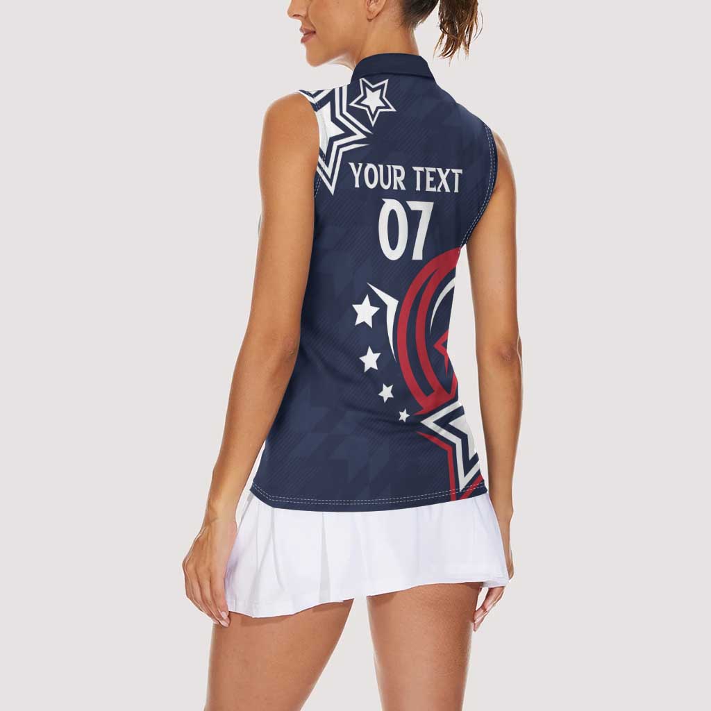 USA Rugby 2024 Custom Women Sleeveless Polo Shirt GO Eagles Assemble - Blue Version - Wonder Print Shop